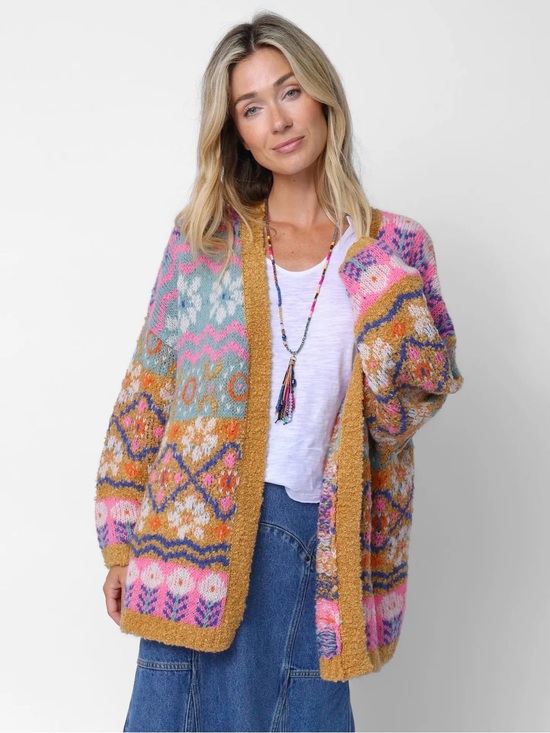 NATURAL LIFE Sweaters - NATURAL LIFE Cozy Boho Colorful Fair Isle Anthro vibes Open Knit Cardigan S/M